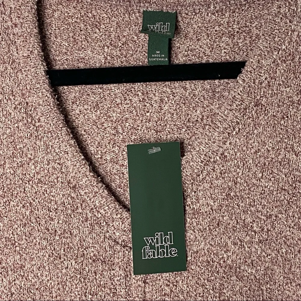 Wild Fable Cozy Pink V-Neck Sweater with Drawstring - Size Medium, NWT - Picture 5 of 7